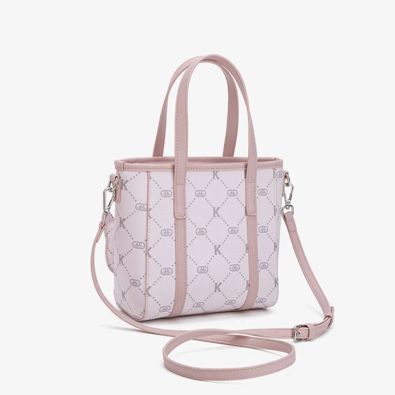 MARKANGARO Synthetic Leather Basket Bag Regular Women's Fresh Look Cream Pink/Glacier Lake Blue-5