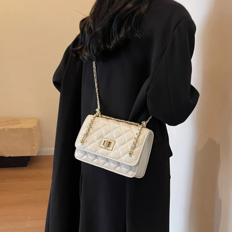 MARKANGARO PU Small Square Bag Regular Unisex Black/White-10
