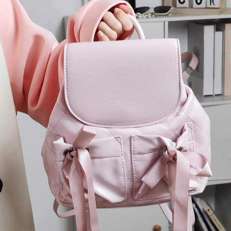 MARKANGARO PU Backpack Regular Women's Pink/White-7