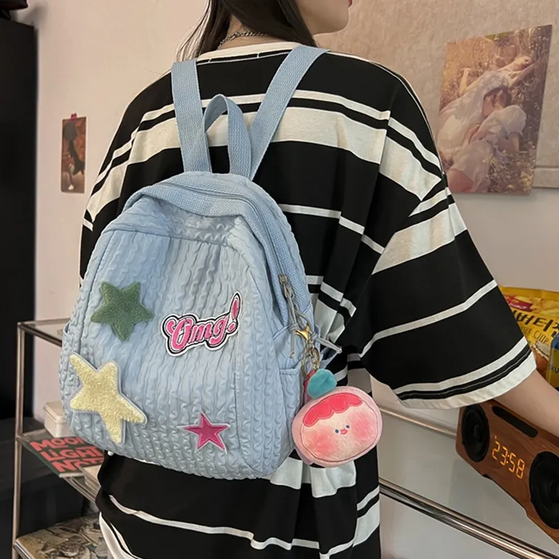 MARKANGARO Fabric Backpack Small Size Women's Yellow/Blue-10