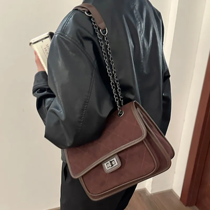 MARKANGARO PU Small Square Bag, Handbag, Shoulder Bag, Crossbody Bag Medium Size Women's Black/Brown/Coffee-5