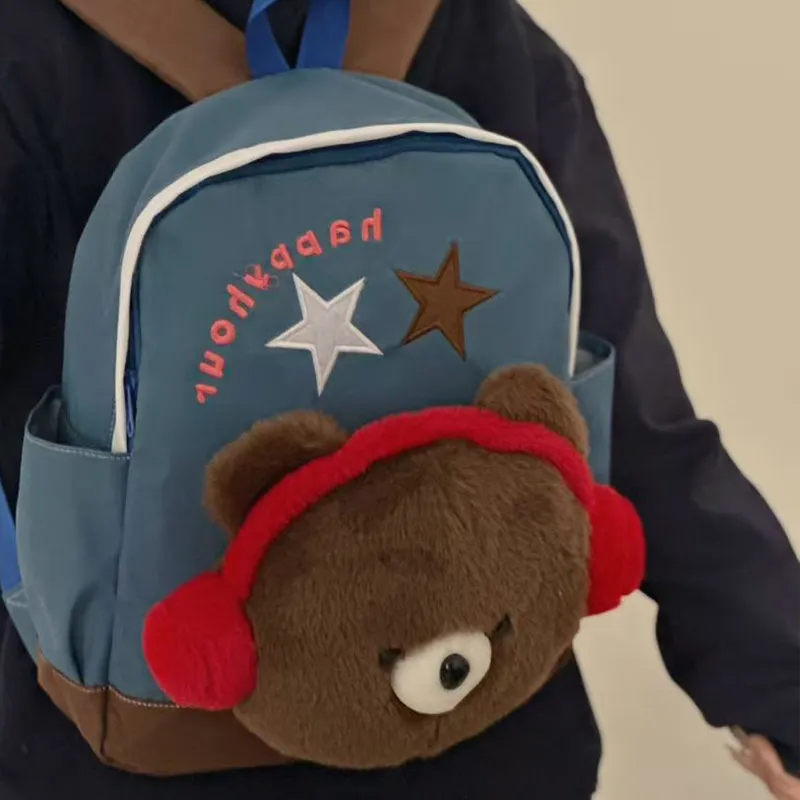 MARKANGARO Nylon Backpack Regular Unisex Red White/Pink Blue-25