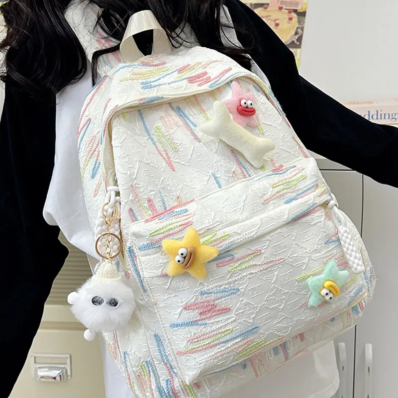 MARKANGARO Nylon Backpack Regular Women's Black/White-9