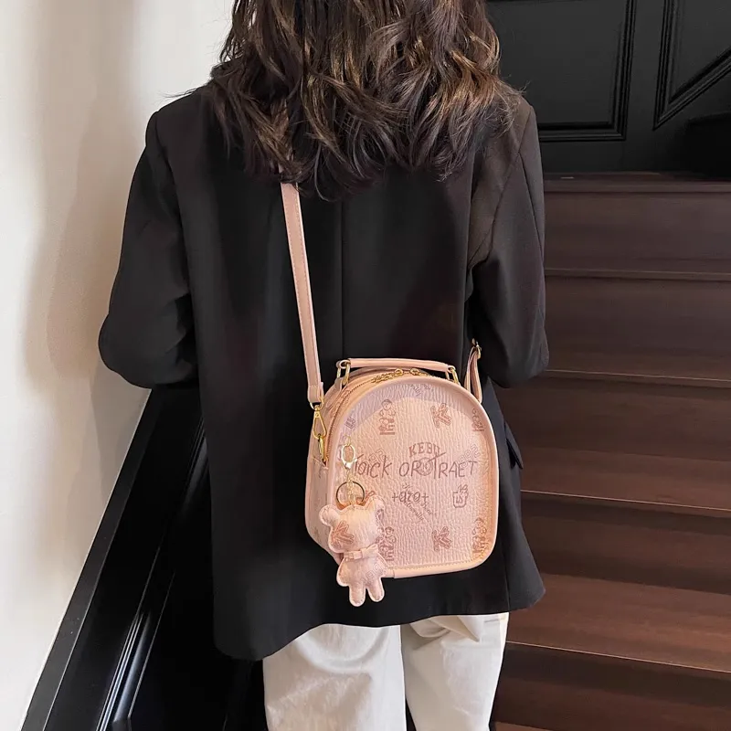 MARKANGARO PU Backpack Women's Brown/Pink-12