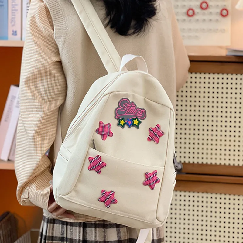 MARKANGARO Nylon Backpack Regular Women's White/Brown-2