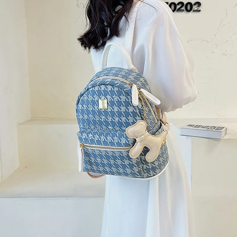 MARKANGARO Synthetic Leather Backpack Medium Size Women's Blue+Puppy Charm, Khaki+Puppy Charm/White+Charm/Black+Charm-20