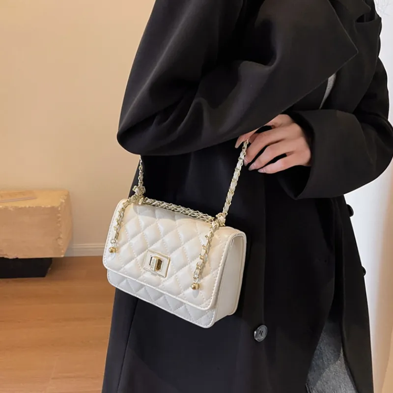 MARKANGARO PU Small Square Bag Regular Unisex Black/White-9