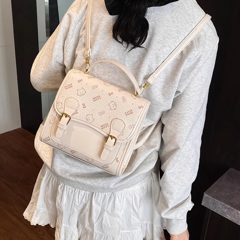 MARKANGARO PU Backpack Women's Brown/Pink/Ecru-13