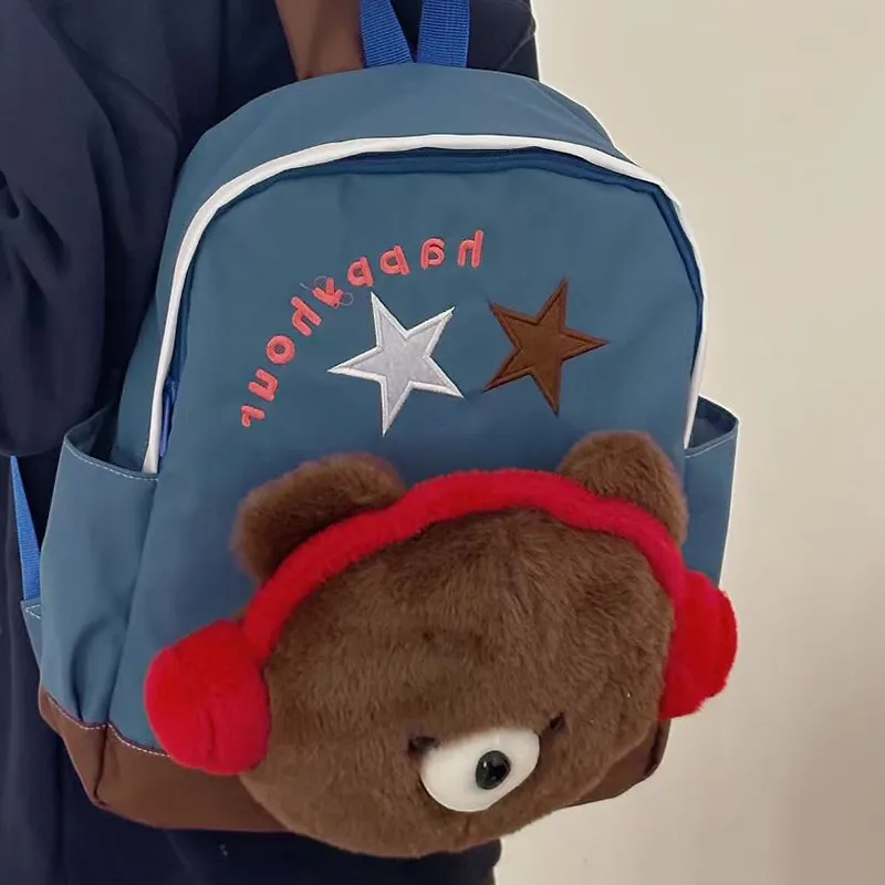 MARKANGARO Nylon Backpack Regular Unisex Red White/Pink Blue-27