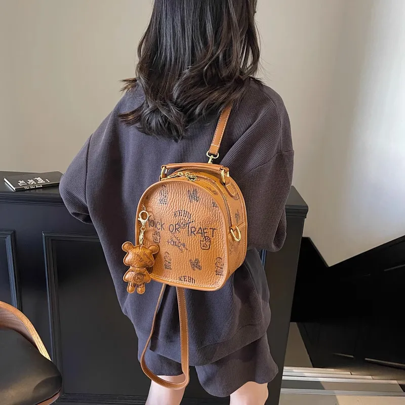 MARKANGARO PU Backpack Women's Brown/Pink-3
