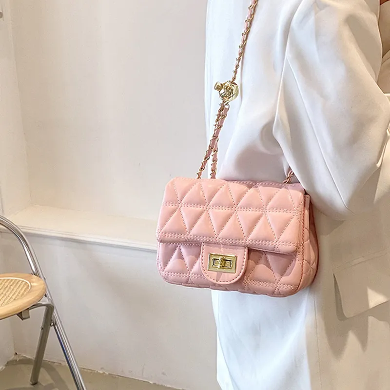 MARKANGARO PU Small Square Bag Shoulder Bag Crossbody Bag Regular Women's Black/Ecru/Pink-6
