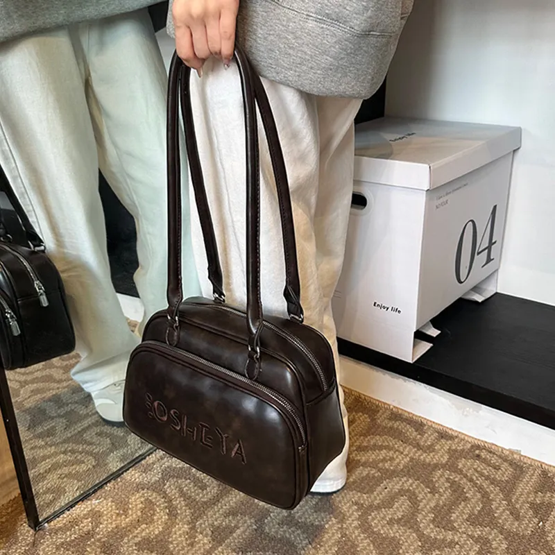 MARKANGARO PU Bowling Bag Regular Women's Black/Brown/Coffee-24