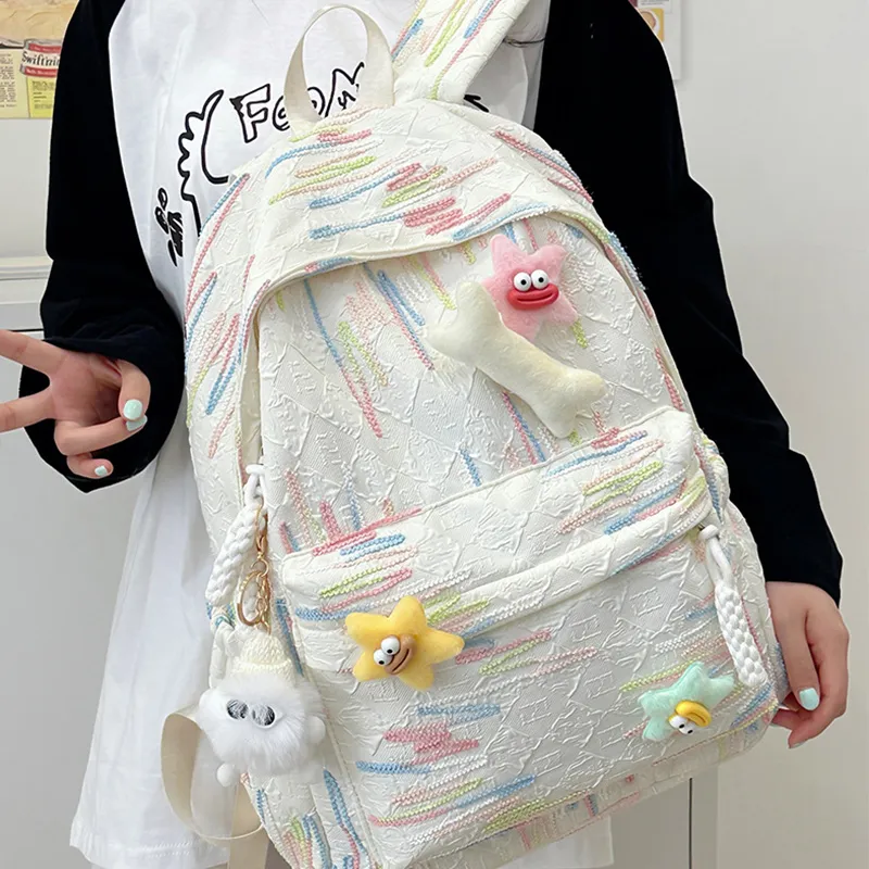 MARKANGARO Nylon Backpack Regular Women's Black/White-7