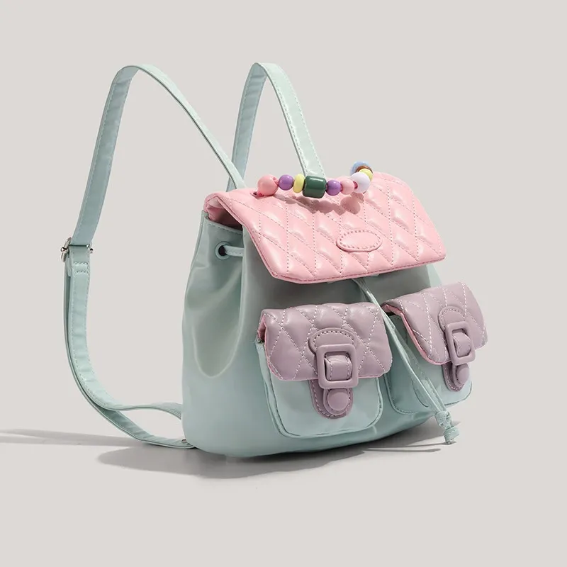 MARKANGARO PU Backpack Women's Pink Green Multicolor-4