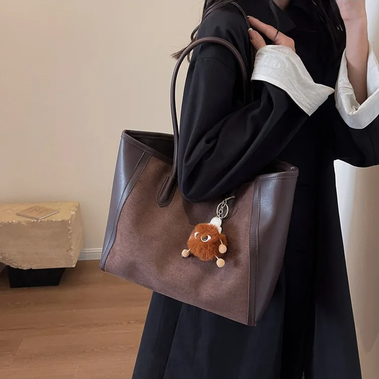 MARKANGARO PU Tote Bag, Shoulder Bag Medium Size Unisex Coffee/Brown/Black-2