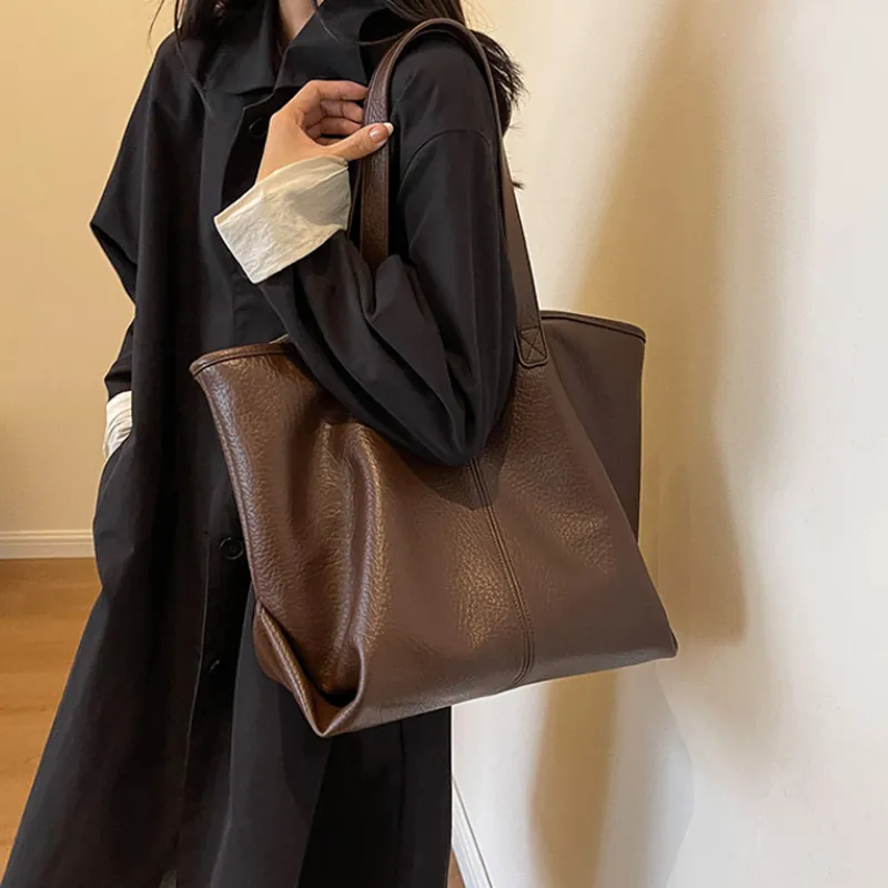 MARKANGARO PU Tote Bag Shopping Bag Handbag Shoulder Bag Medium Size Women's Black/Coffee/Yellow Brown-6