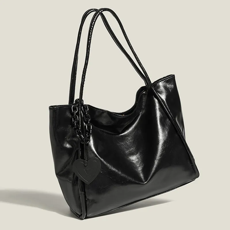 MARKANGARO Synthetic Leather Tote Large Size Women's Black/Dark Tea/Coffee/Ecru-1