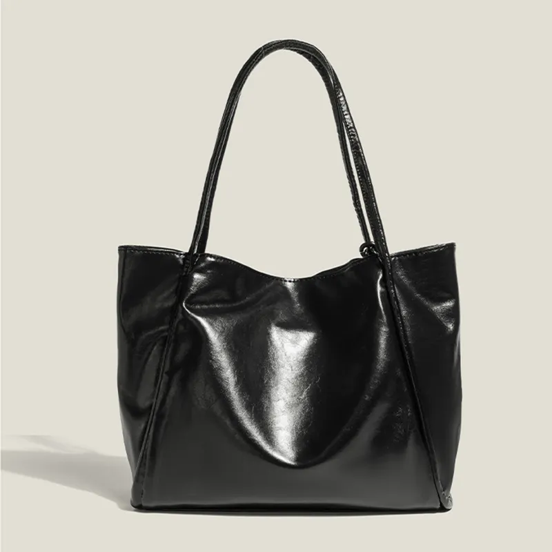 MARKANGARO Synthetic Leather Tote Large Size Women's Black/Dark Tea/Coffee/Ecru-2