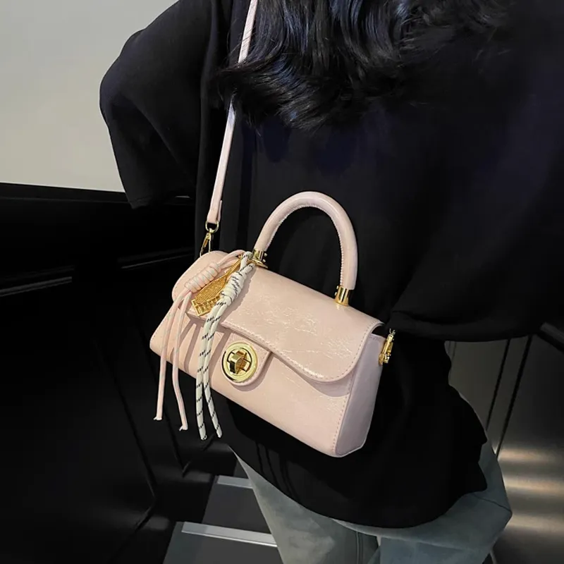 MARKANGARO Synthetic Leather Saddle Bag Regular Women's Glacier White/Night Sky/Peach Pink-19