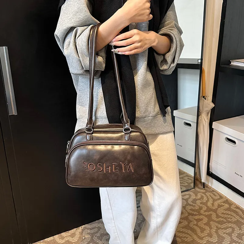 MARKANGARO PU Bowling Bag Regular Women's Black/Brown/Coffee-23