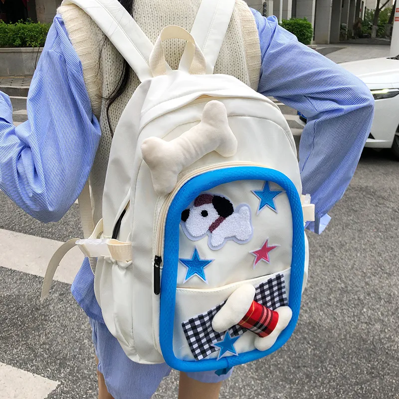 MARKANGARO Fabric Backpack Regular Unisex First Love White-2