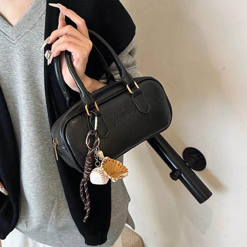 MARKANGARO Synthetic Leather Shoulder Bag Crossbody Bag Handbag Regular Women's Obsidian Black/Nutty Brown/Almond Brown-2