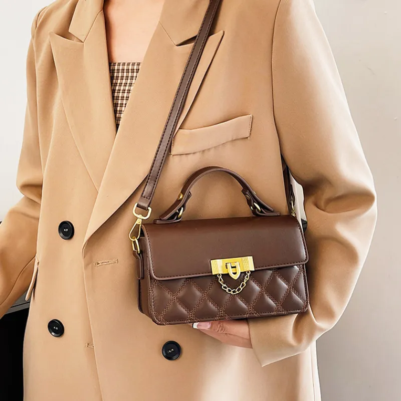MARKANGARO PU Small Square Bag Regular Women's Brown/Coffee/Ecru/Black-4