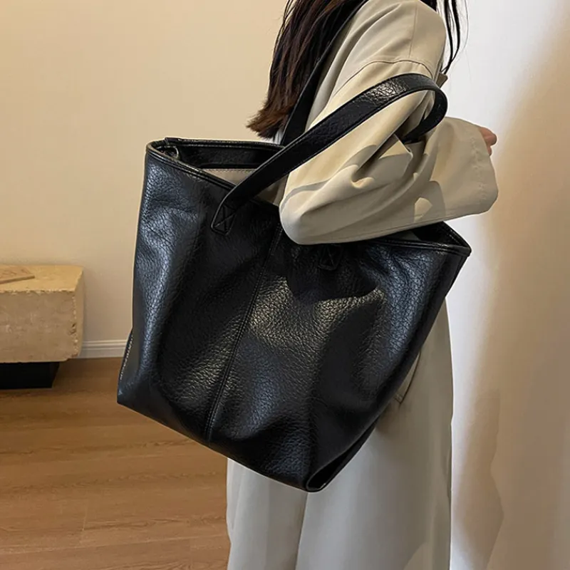 MARKANGARO PU Tote Bag Shopping Bag Handbag Shoulder Bag Medium Size Women's Black/Coffee/Yellow Brown-3