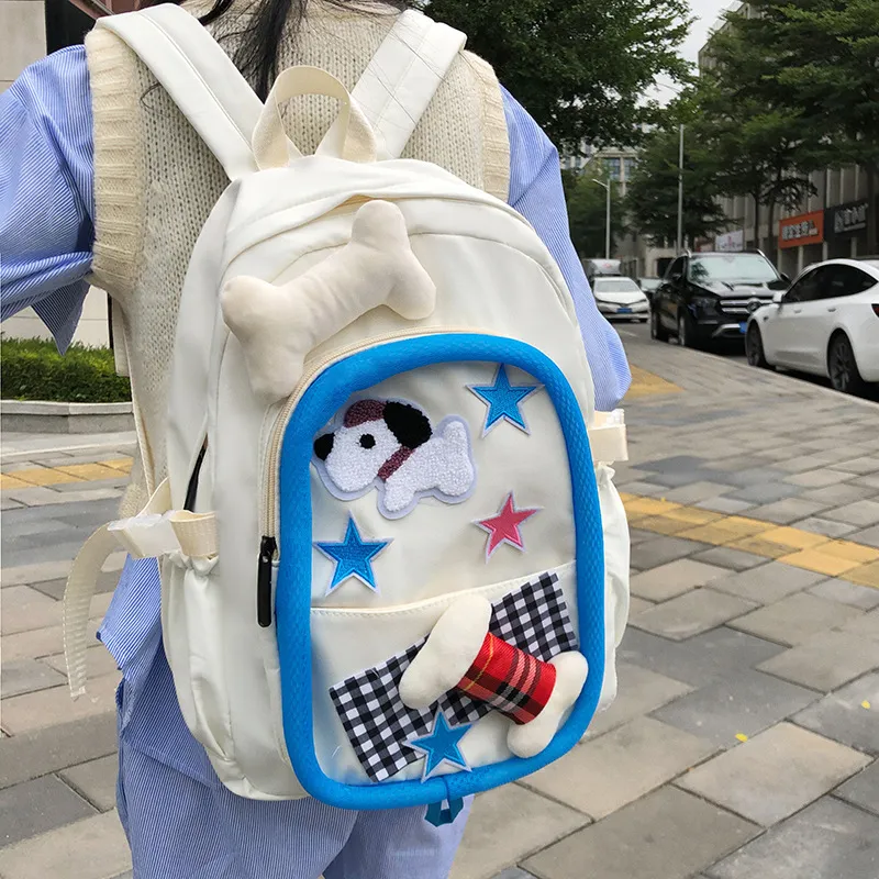 MARKANGARO Fabric Backpack Regular Unisex First Love White-1
