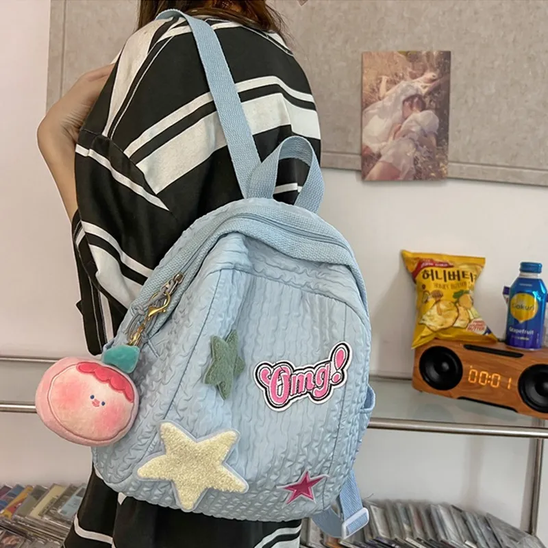 MARKANGARO Fabric Backpack Small Size Women's Yellow/Blue-9