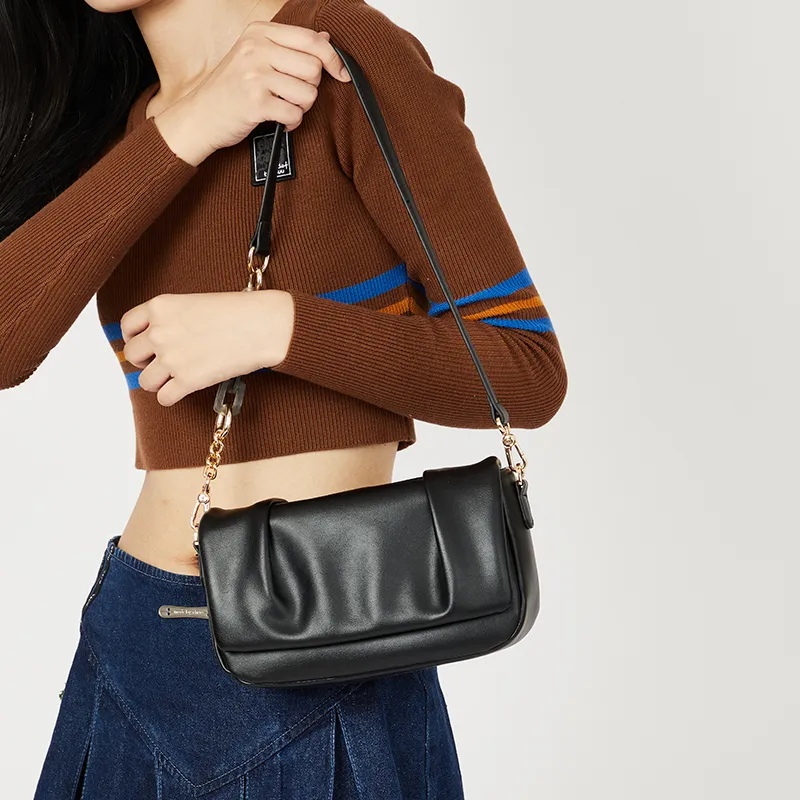 MARKANGARO Synthetic Leather Cloud Bag Regular Women's White/Black-3