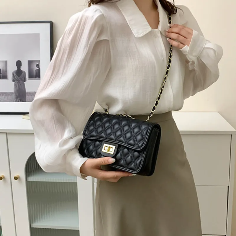 MARKANGARO PU Small Square Bag Regular Women's White/Black-12