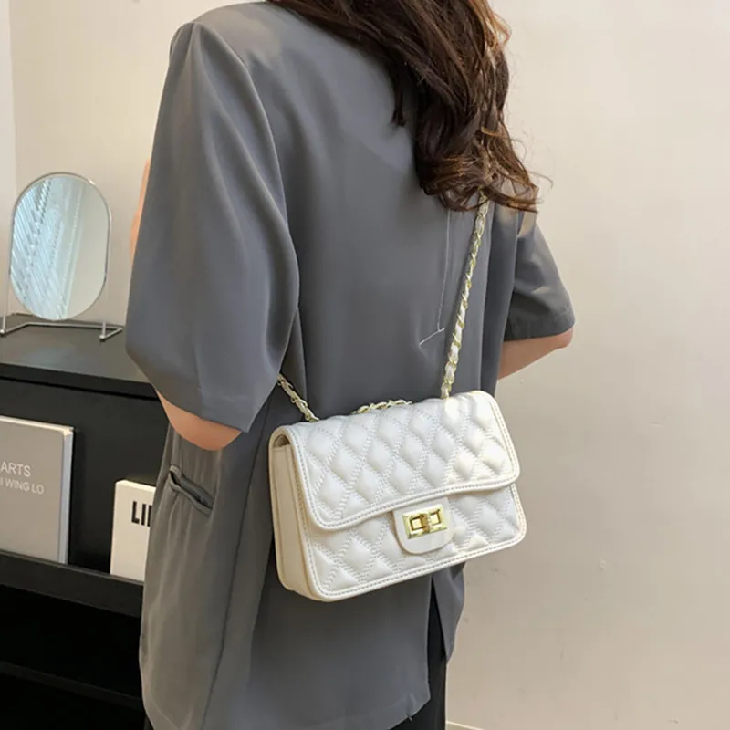 MARKANGARO PU Small Square Bag Regular Women's White/Black-3