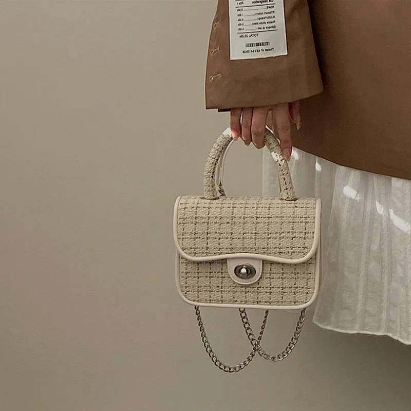 MARKANGARO Woolen Shoulder Bag Crossbody Bag Handbag Small Size Women's White Brown-7