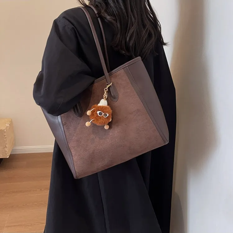 MARKANGARO PU Tote Bag, Shoulder Bag Medium Size Unisex Coffee/Brown/Black-3