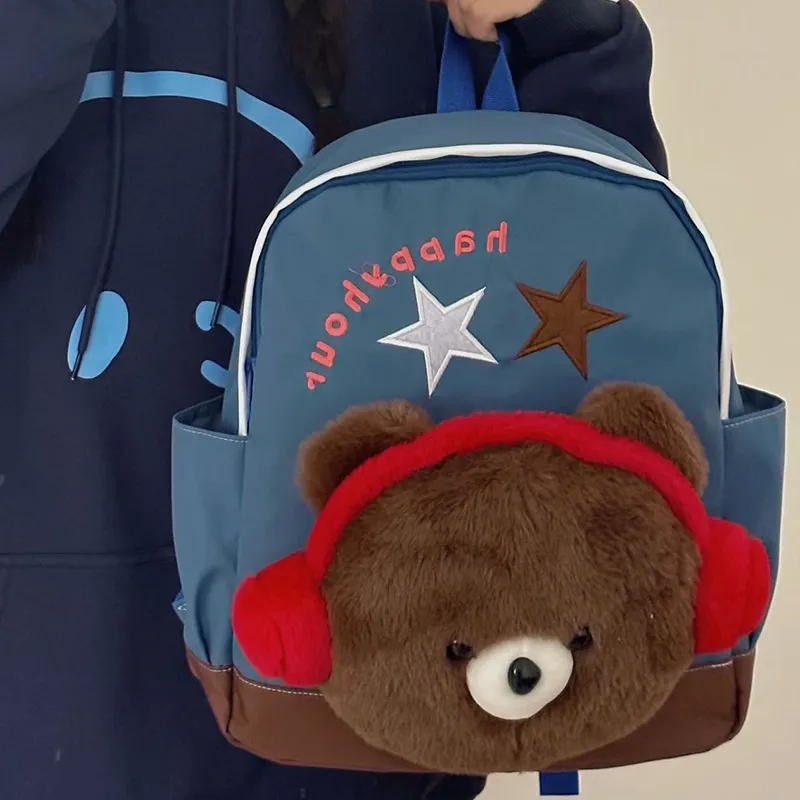 MARKANGARO Nylon Backpack Regular Unisex Red White/Pink Blue-28