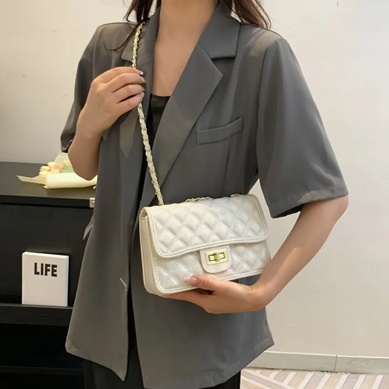 MARKANGARO PU Small Square Bag Regular Women's White/Black-5
