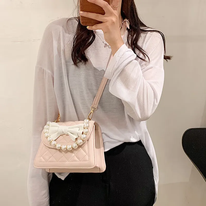 MARKANGARO PU Diamond Pattern Handbag Crossbody Bag Regular Women's White Pink Multicolor-15