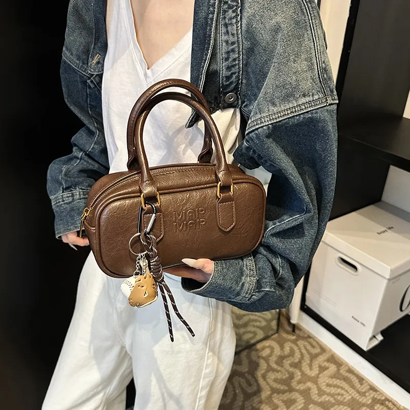 MARKANGARO Synthetic Leather Shoulder Bag Crossbody Bag Handbag Regular Women's Obsidian Black/Nutty Brown/Almond Brown-11