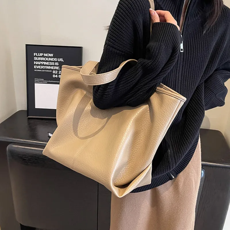 MARKANGARO PU Tote Bag Shopping Bag Handbag Shoulder Bag Medium Size Women's Black/Coffee/Yellow Brown-13