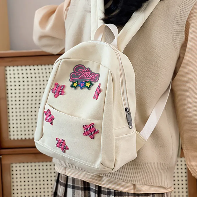 MARKANGARO Nylon Backpack Regular Women's White/Brown-1