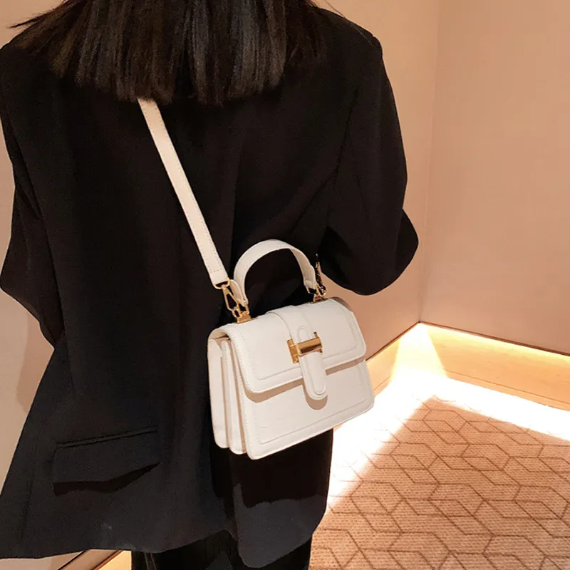 MARKANGARO PU Small Square Bag Shoulder Bag Crossbody Bag Handbag Regular Unisex Ecru/Black/Khaki-2