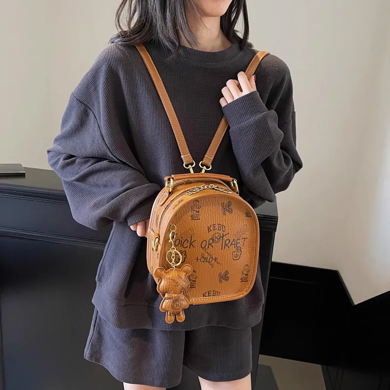 MARKANGARO PU Backpack Women's Brown/Pink-5