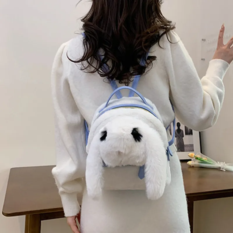 MARKANGARO Woolen Backpack Small Size Women's White/Pink-3