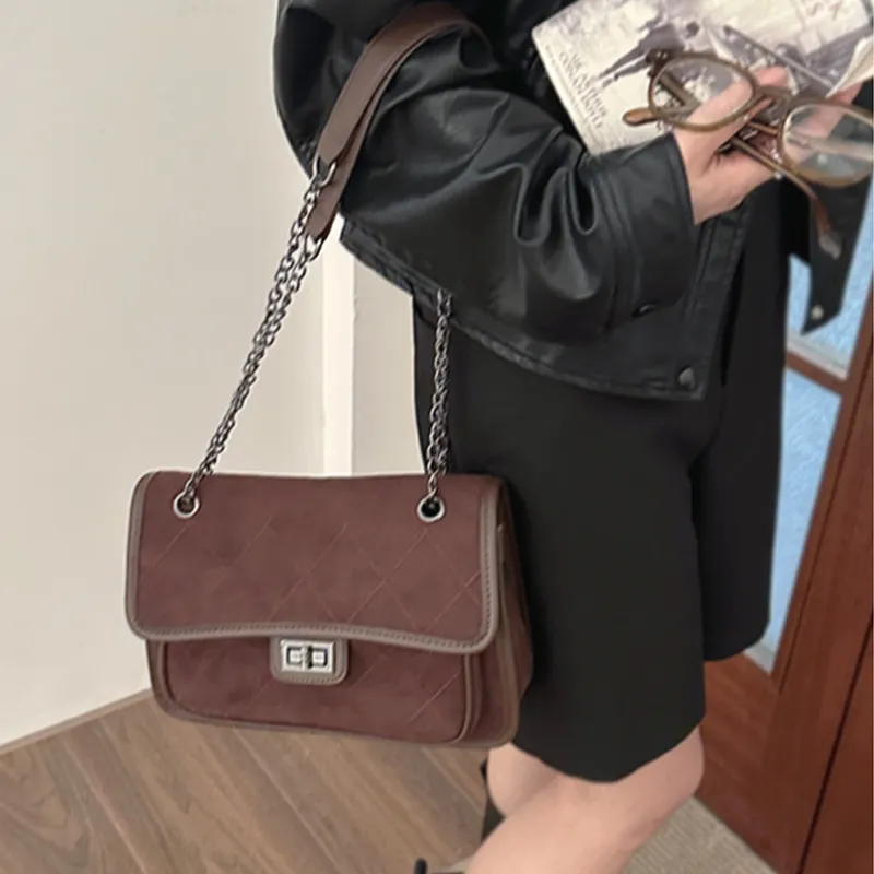MARKANGARO PU Small Square Bag, Handbag, Shoulder Bag, Crossbody Bag Medium Size Women's Black/Brown/Coffee-3