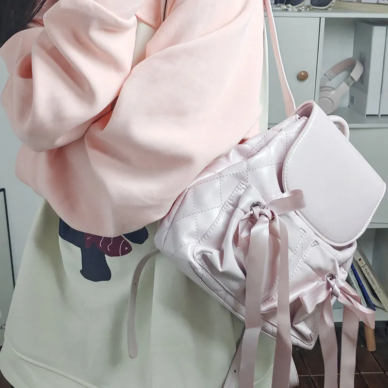MARKANGARO PU Backpack Regular Women's Pink/White-4
