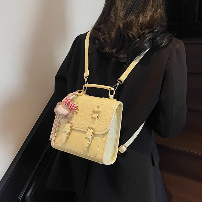 MARKANGARO PU Backpack Regular Women's Pink/Black/Yellow/Blue/Ecru-17