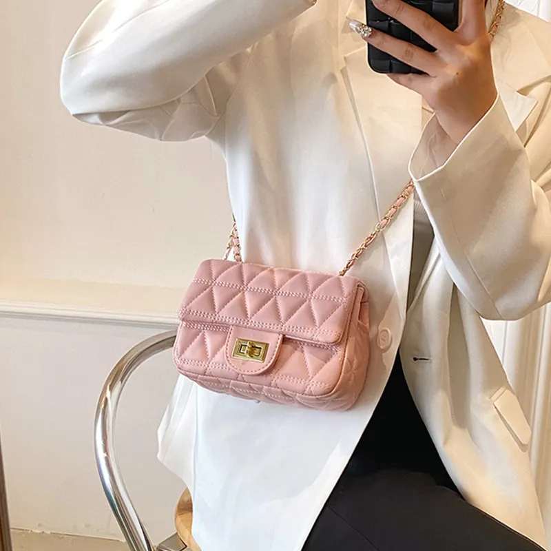 MARKANGARO PU Small Square Bag Shoulder Bag Crossbody Bag Regular Women's Black/Ecru/Pink-7