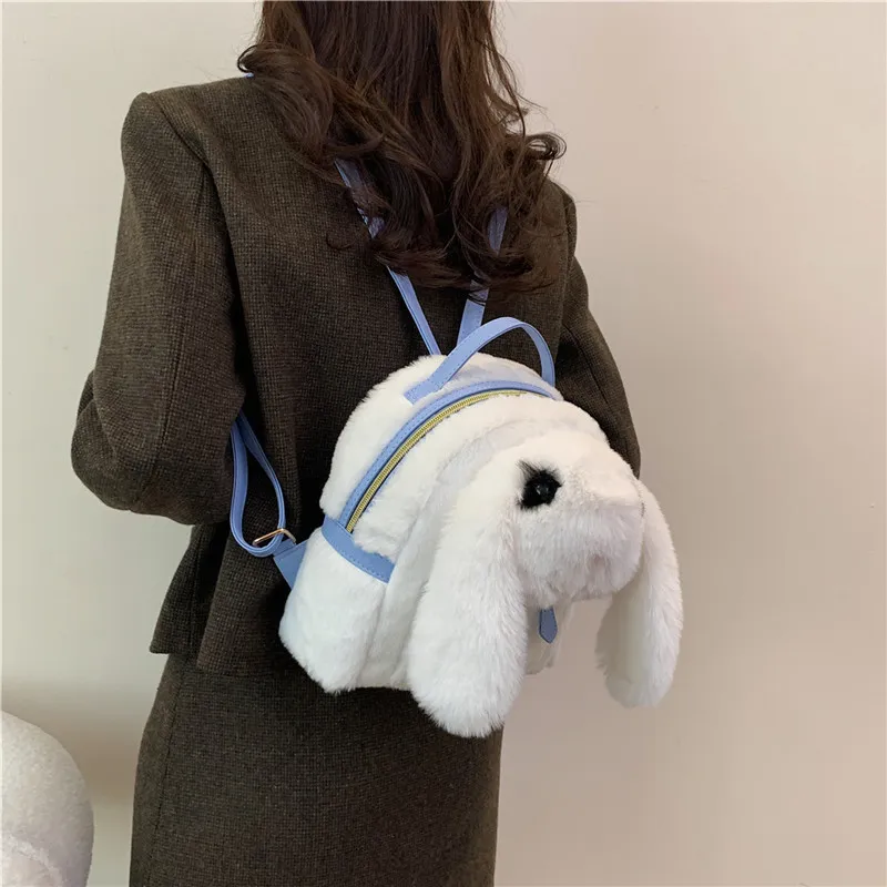 MARKANGARO Woolen Backpack Small Size Women's White/Pink-2