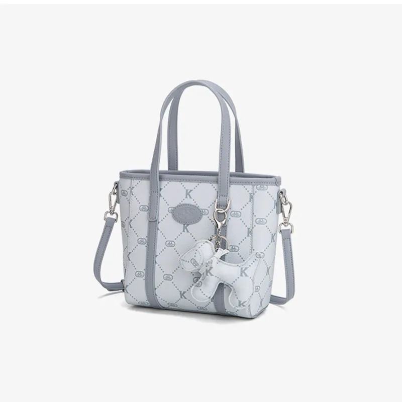 MARKANGARO Synthetic Leather Basket Bag Regular Women's Fresh Look Cream Pink/Glacier Lake Blue-11